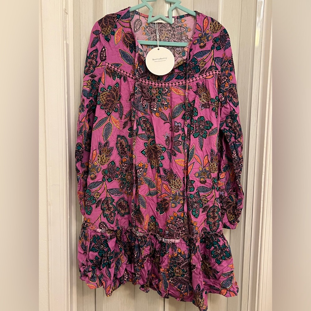 Floral Casual Dress in Pink and Purple